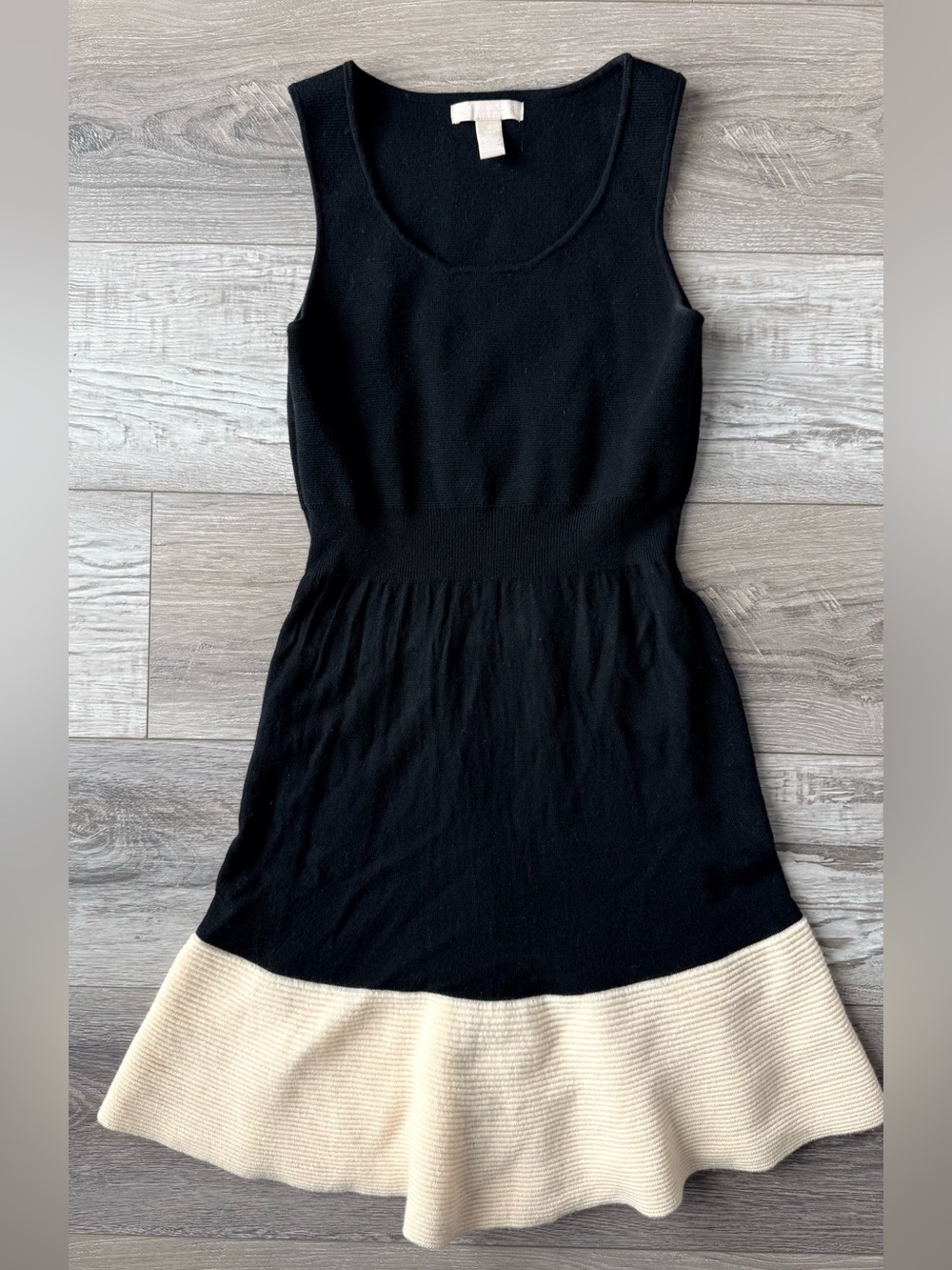 Banana Republic Merino Wool Knit Dress Black Sleeveless Fit Flare Size S